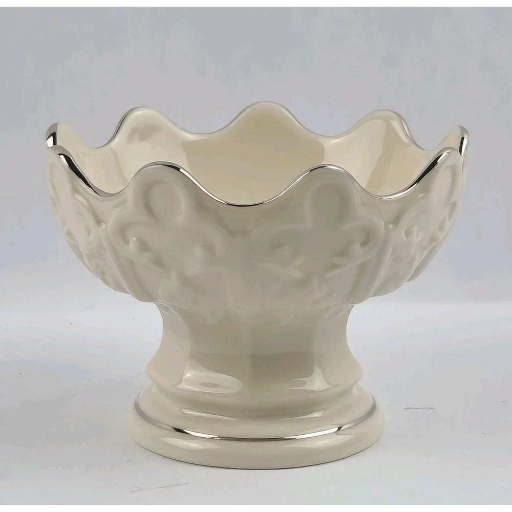 Lenox Candy Dish / Nut Bowl Platinum Rim - Fleur de Lis Collection, Trinket Dish